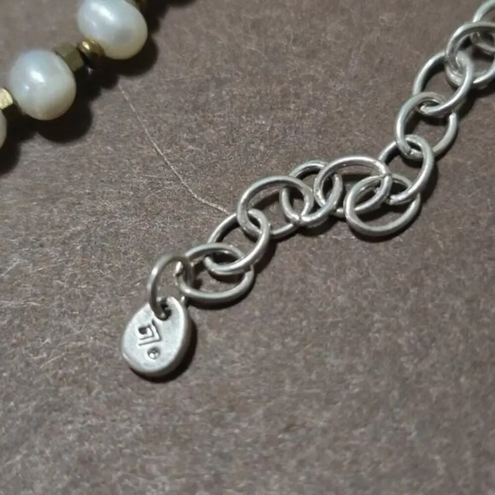 SILPADA N1894‎ Pearl Brass Sterling Silver Go Coastal Necklace 925